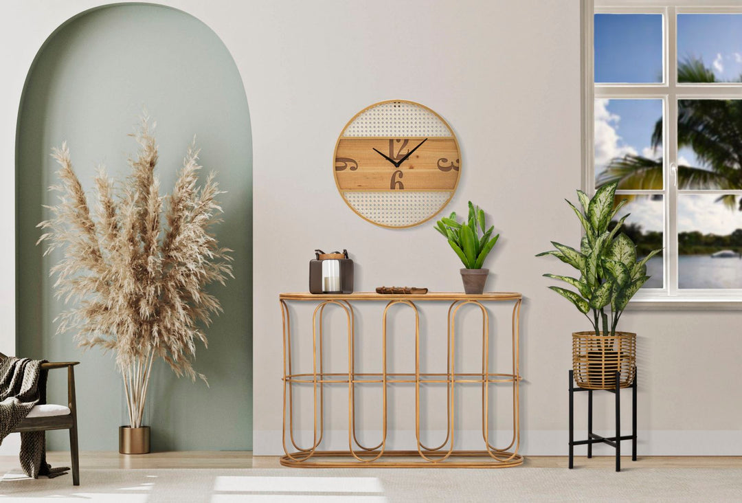 Mesa consola de madera con diseño de lamas – Samui recibidor