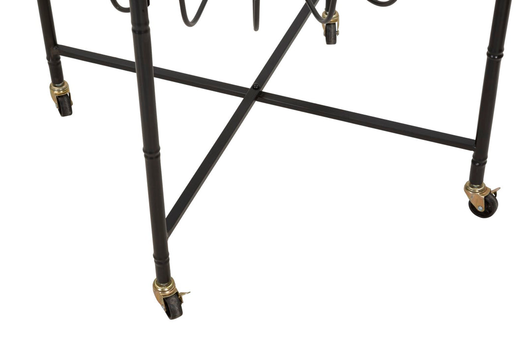 Mesa de centro de cristal con estructura de metal negro – Cebu diseño moderno