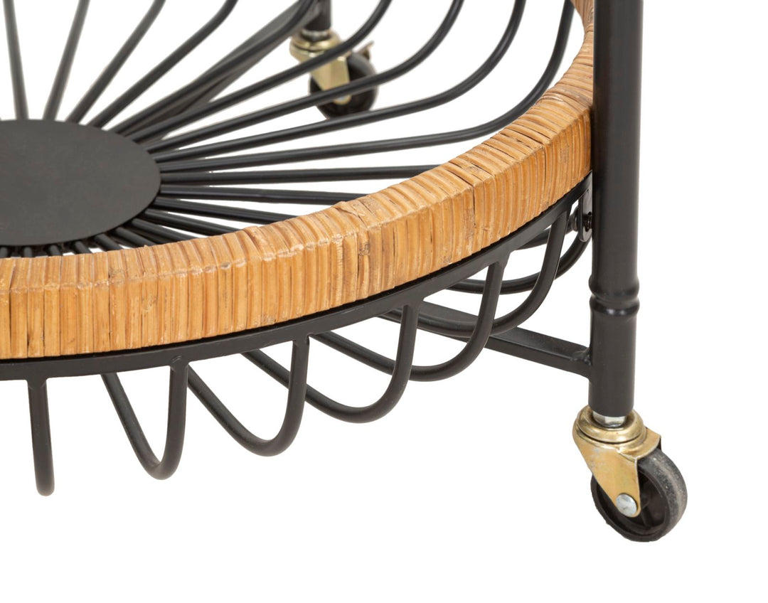 Carrito redondo de ratán con doble estante – Cebu carro de servicio