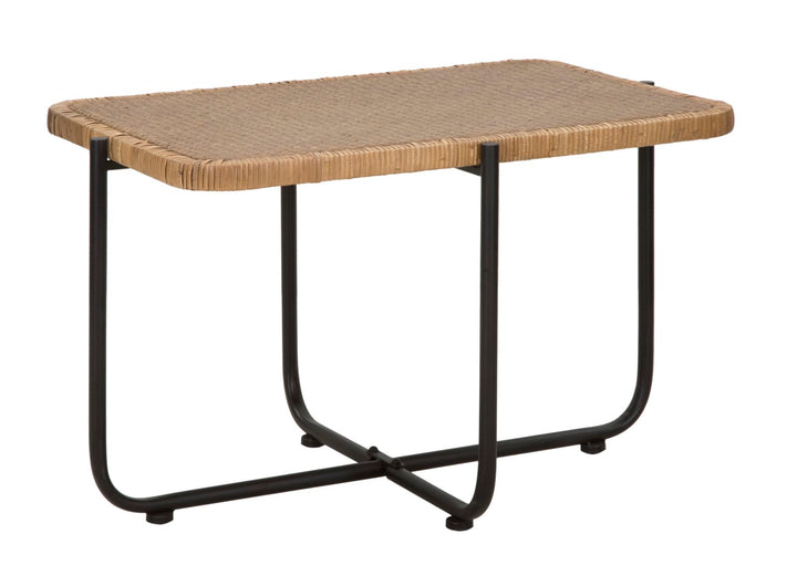Mesa de centro rectangular con tapa de madera y estructura de metal – Estilo Cebu