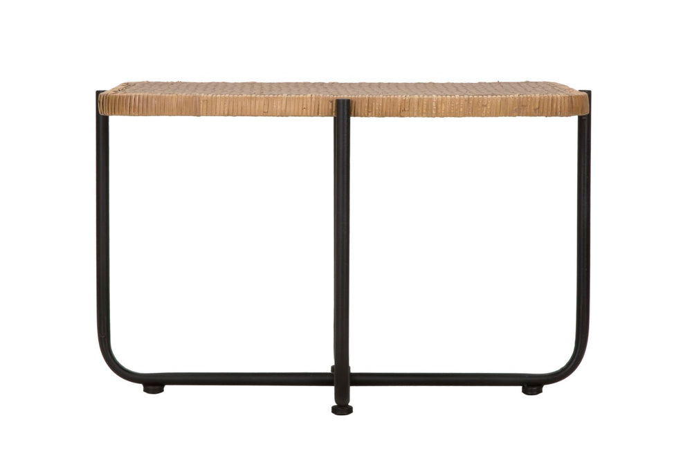 Mesa de centro rectangular con tapa de madera y estructura de metal – Estilo Cebu