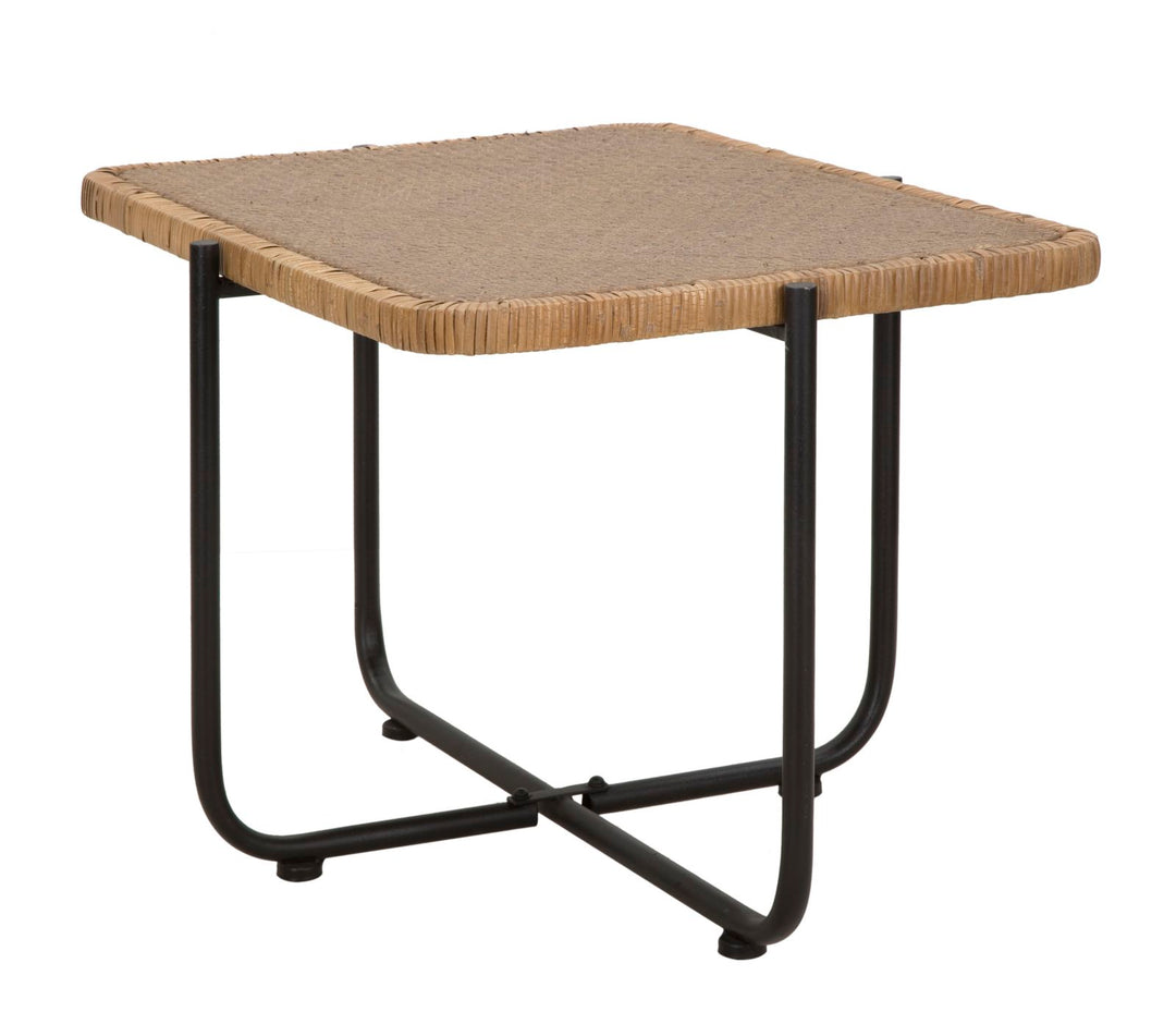 Mesa de centro rectangular con tapa de madera y estructura de metal – Estilo Cebu