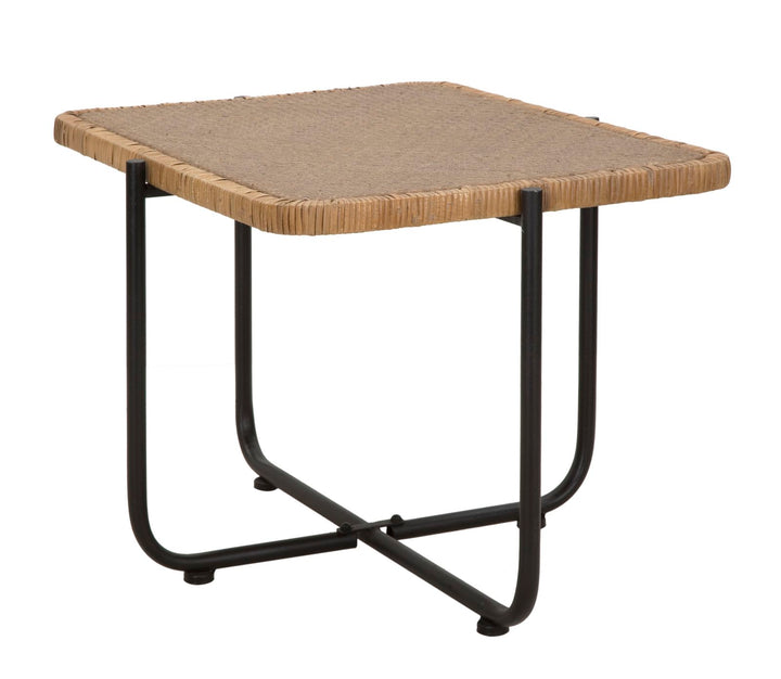 Mesa de centro rectangular con tapa de madera y estructura de metal – Estilo Cebu