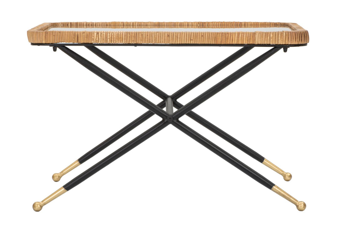 Mesa de centro rectangular con patas metálicas cruzadas – Saint Barth
