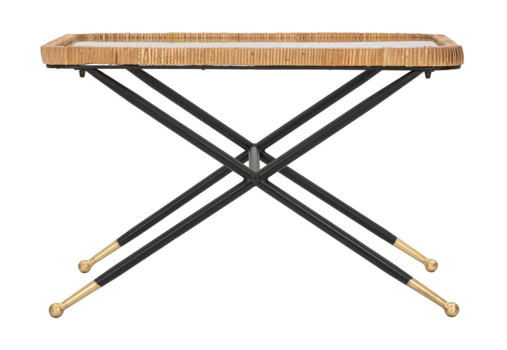 Mesa de centro rectangular con patas metálicas cruzadas – Saint Barth