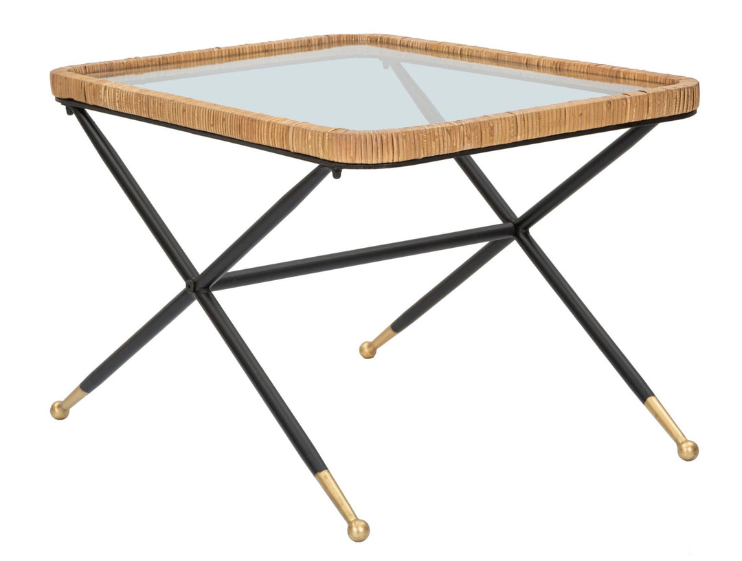 Mesa de centro rectangular con patas metálicas cruzadas – Saint Barth