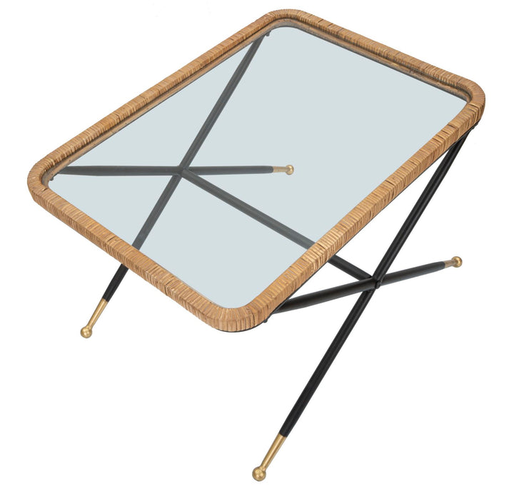 Mesa de centro rectangular con patas metálicas cruzadas – Saint Barth