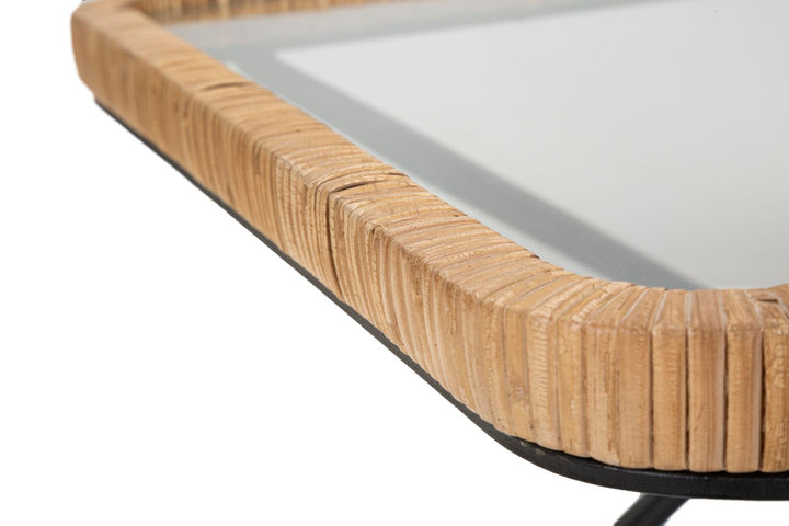 Mesa de centro rectangular con patas metálicas cruzadas – Saint Barth