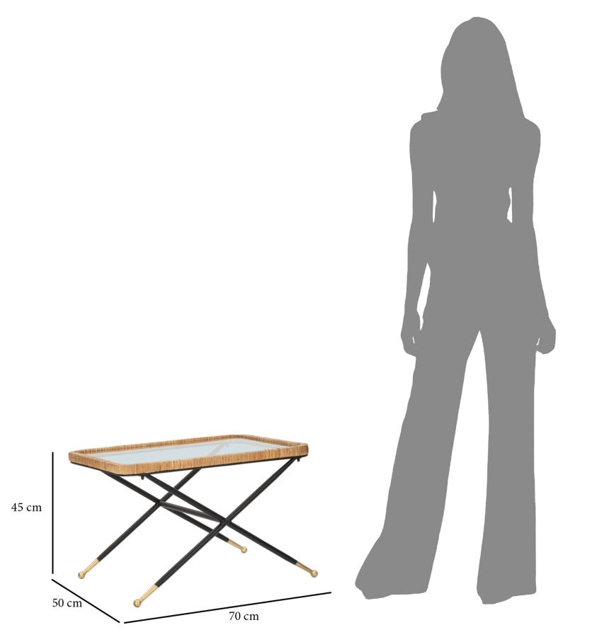 Mesa de centro rectangular con patas metálicas cruzadas – Saint Barth