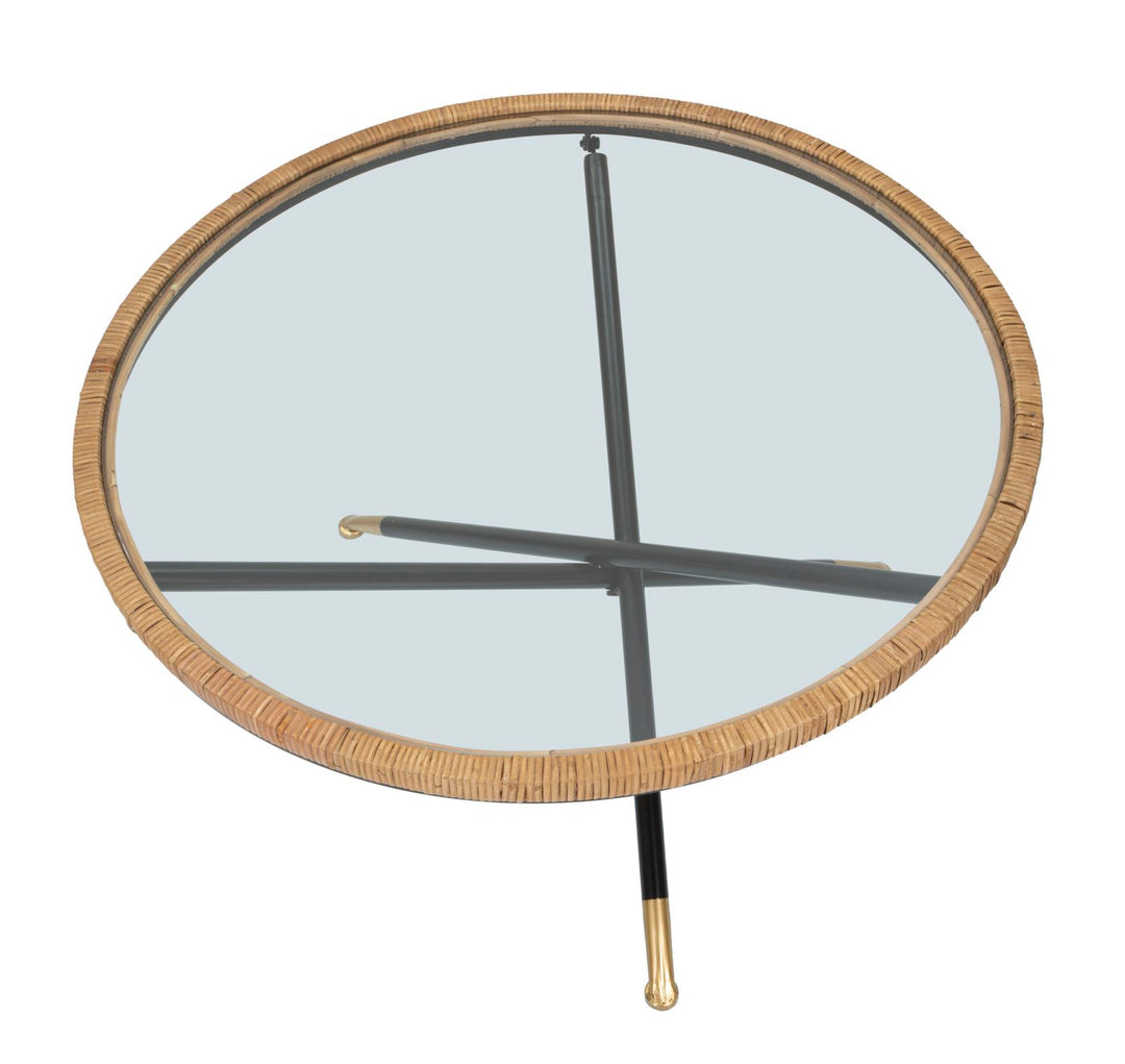 Mesa de centro redonda con base de ratán – Saint Barth Rotondo