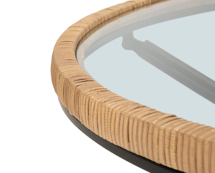 Mesa de centro redonda con base de ratán – Saint Barth Rotondo