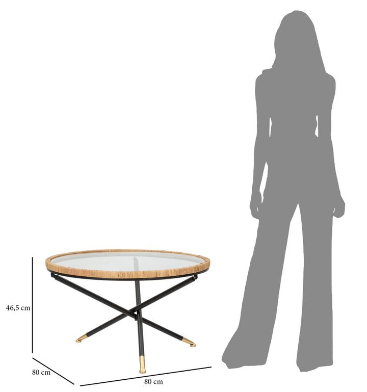 Mesa de centro redonda con base de ratán – Saint Barth Rotondo