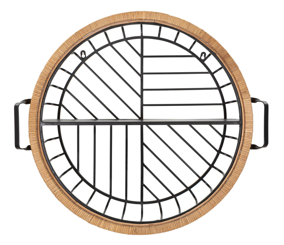 Estante de pared redondo con marco de ratán – Cebu almacenaje decorativo