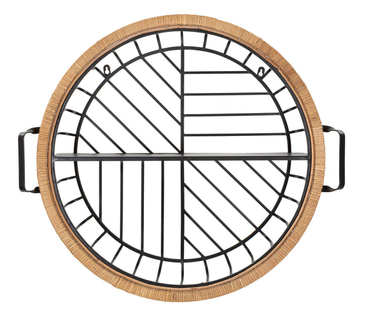 Estante de pared redondo con marco de ratán – Cebu almacenaje decorativo
