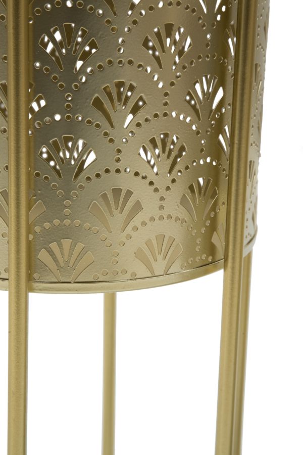 Maceta Redonda de Metal Dorado