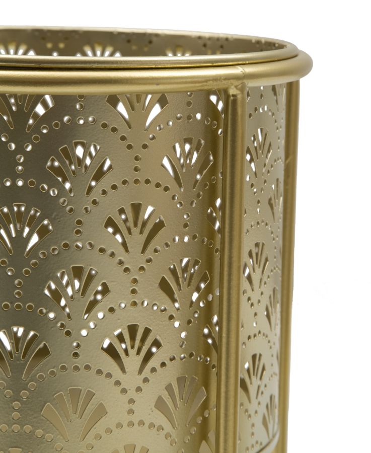 Maceta Redonda de Metal Dorado