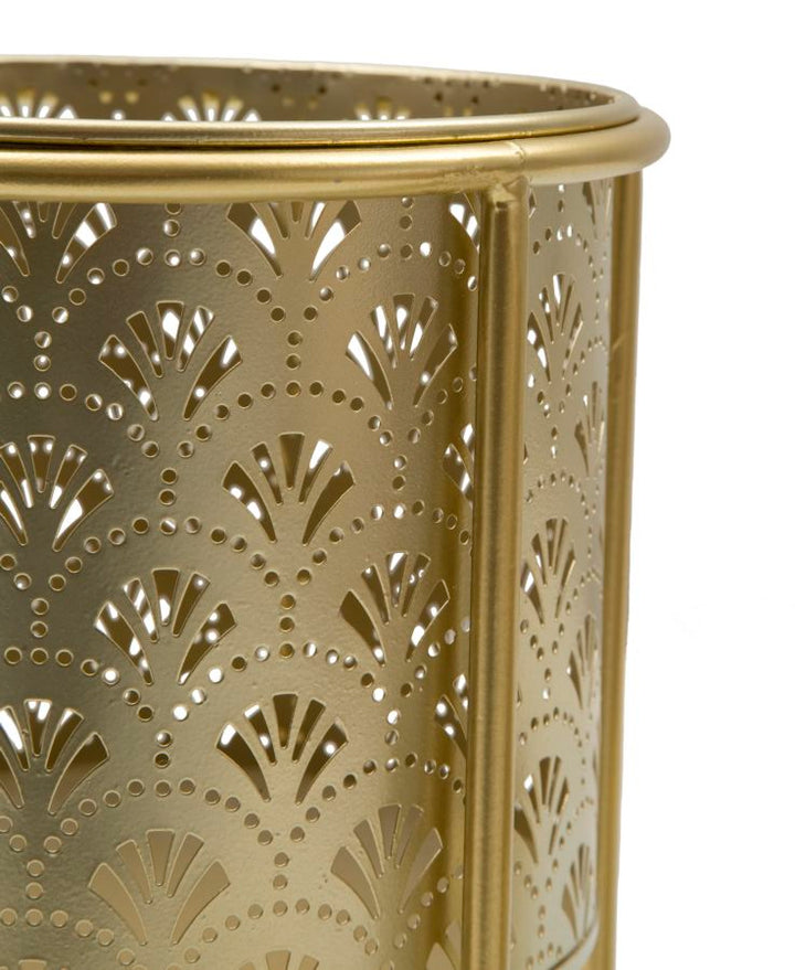 Maceta Redonda de Metal Dorado