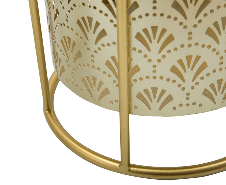 Maceta Redonda de Metal Dorado