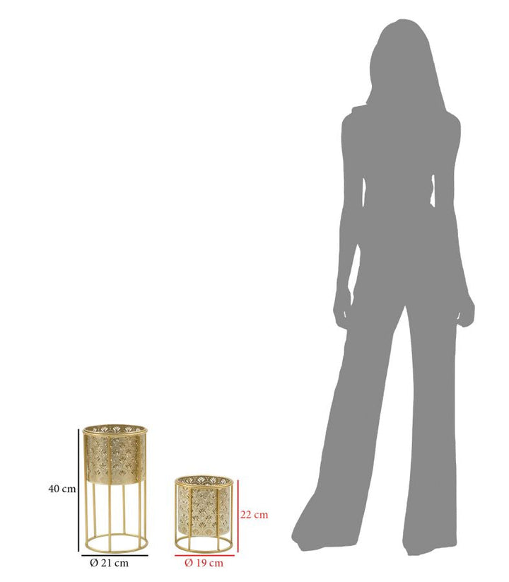 Maceta Redonda de Metal Dorado