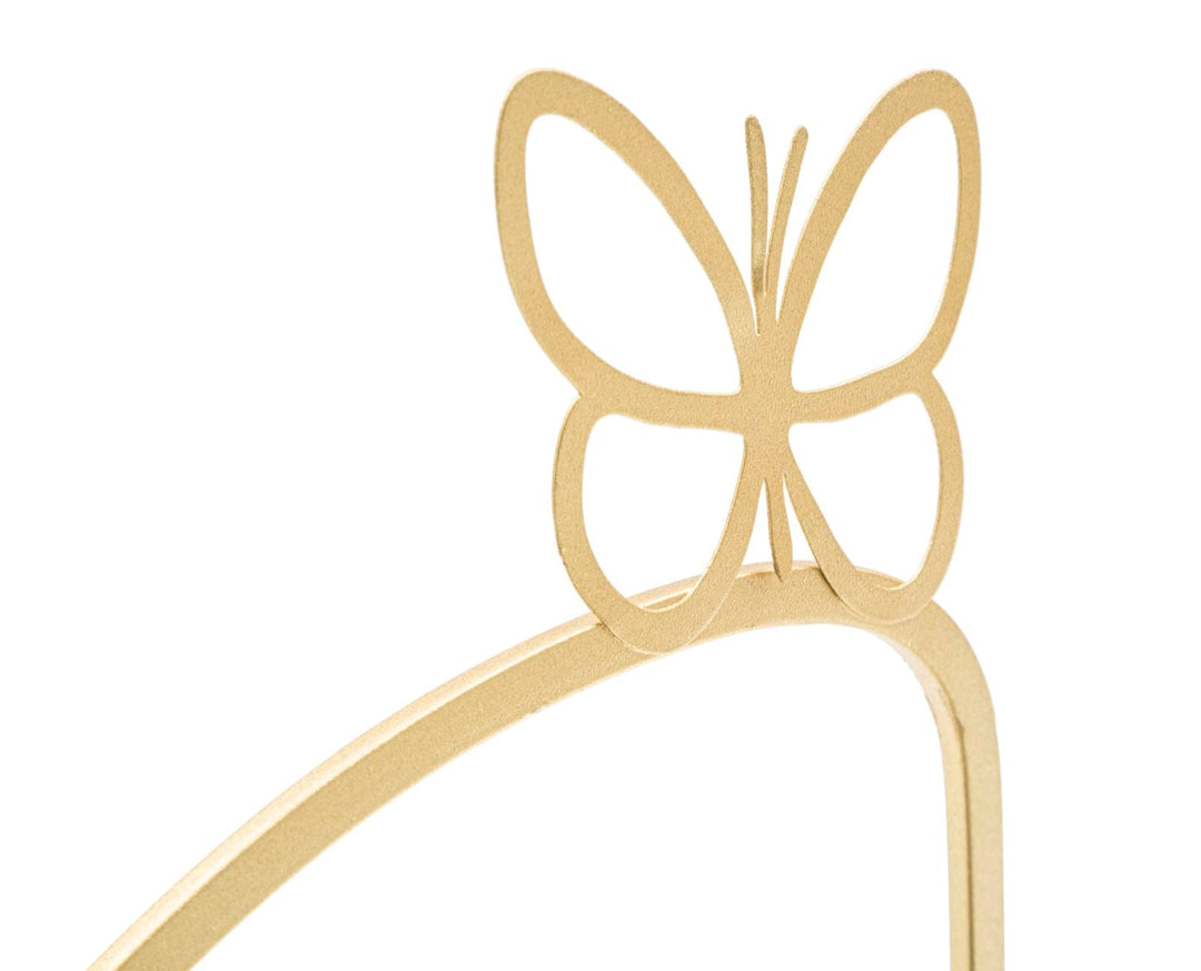 Par de Estantes de Pared de Metal Dorado y Cristal con Mariposas