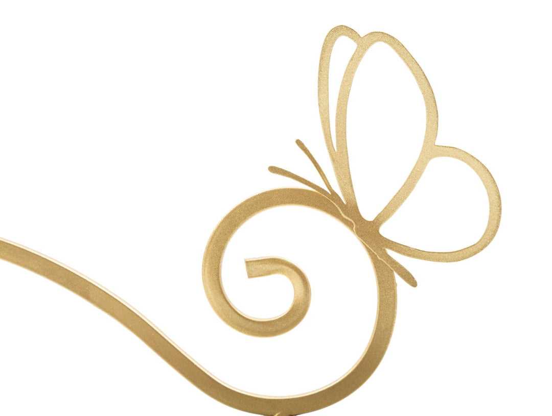 Par de Estantes de Pared de Metal Dorado y Cristal con Mariposas