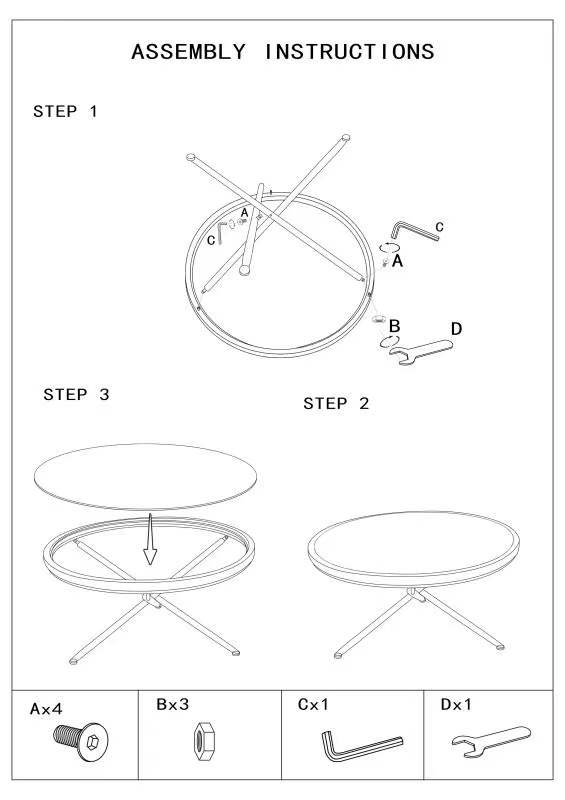 Mesa de centro de cristal con estructura de metal negro – Cebu diseño moderno