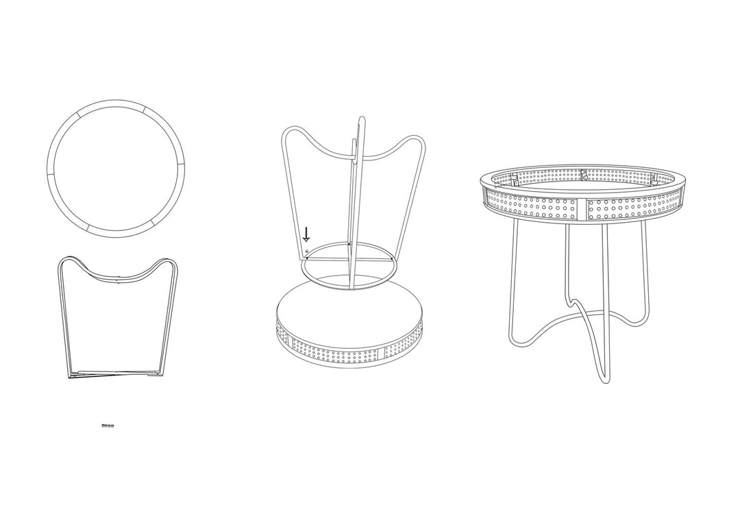 Mesa auxiliar redonda con patas doradas – Fuji mesa de acento moderna