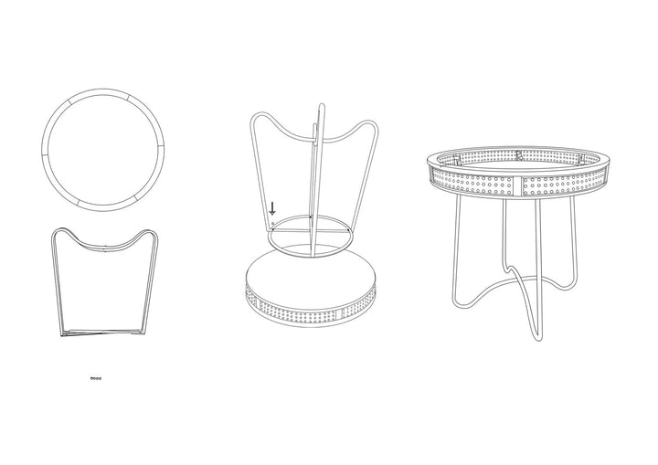 Mesa auxiliar redonda con patas doradas – Fuji mesa de acento moderna