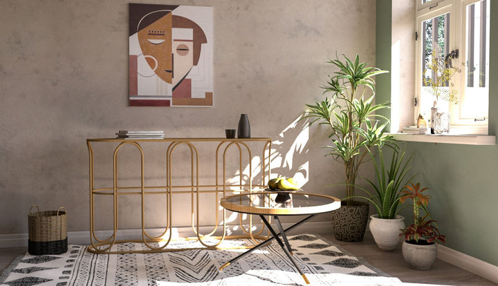 Mesa consola de madera con diseño de lamas – Samui recibidor