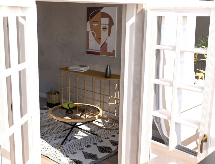 Mesa consola de madera con diseño de lamas – Samui recibidor