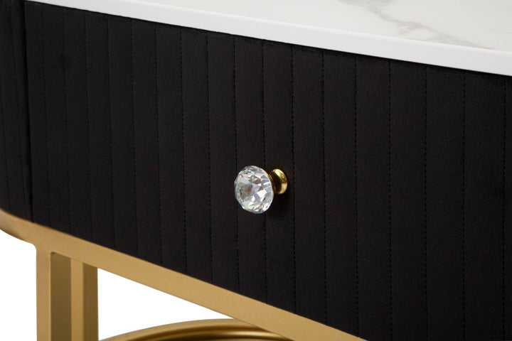 Mueble de TV de madera negra con base dorada – Montpellier unidad moderna