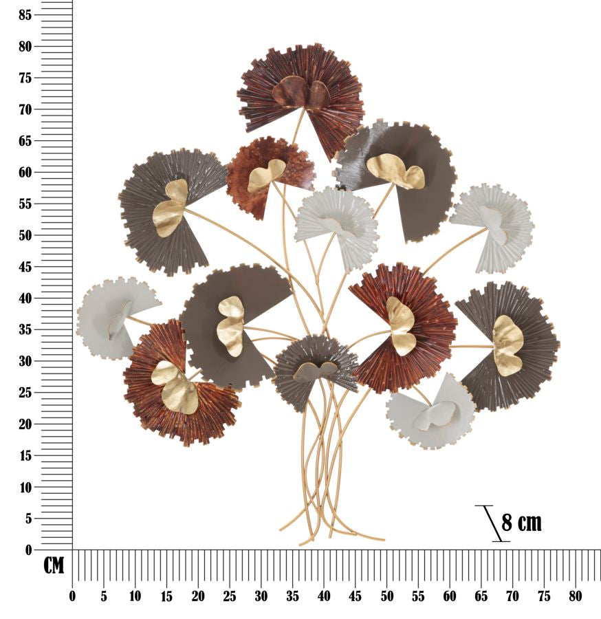 Decoración Pared Metal Floral Madera