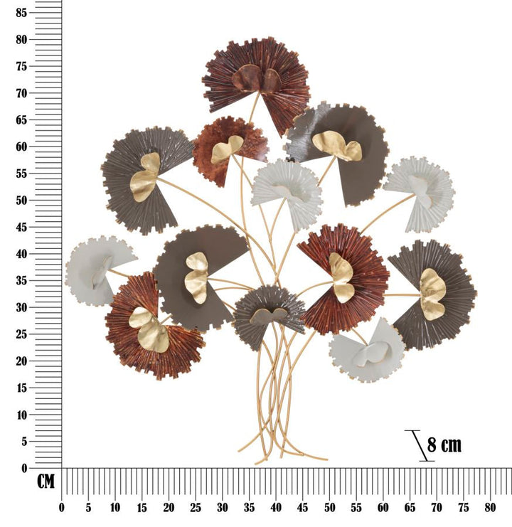 Decoración Pared Metal Floral Madera