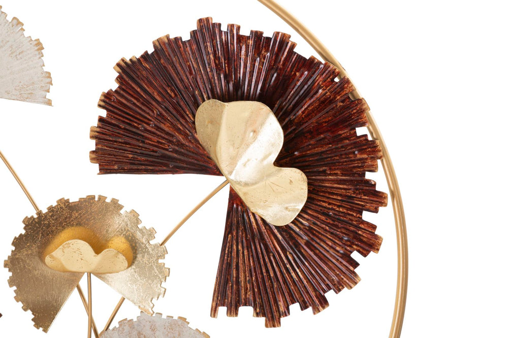 Decoración Pared Metal Floral Marco Redondo