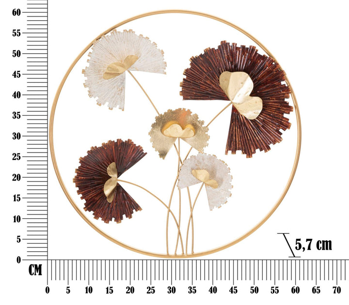 Decoración Pared Metal Floral Marco Redondo