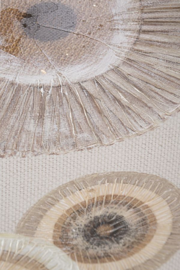 Pintura geométrica de círculos beige