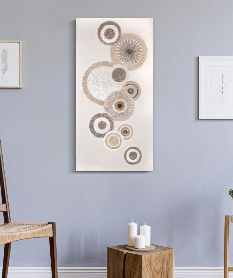 Pintura geométrica de círculos beige