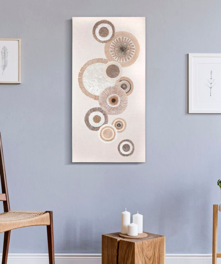 Pintura geométrica de círculos beige