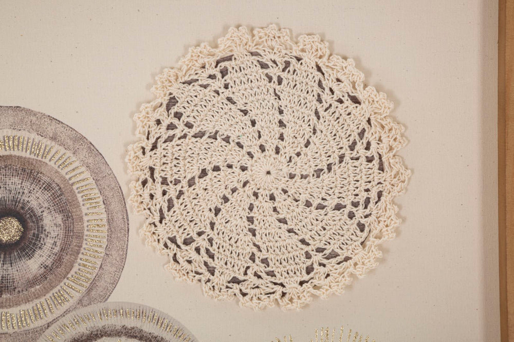 Pintura geométrica de círculos beige