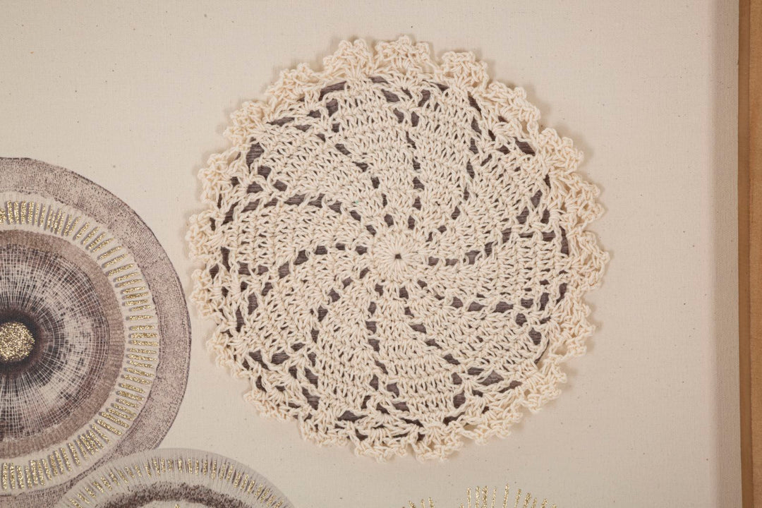 Pintura geométrica de círculos beige