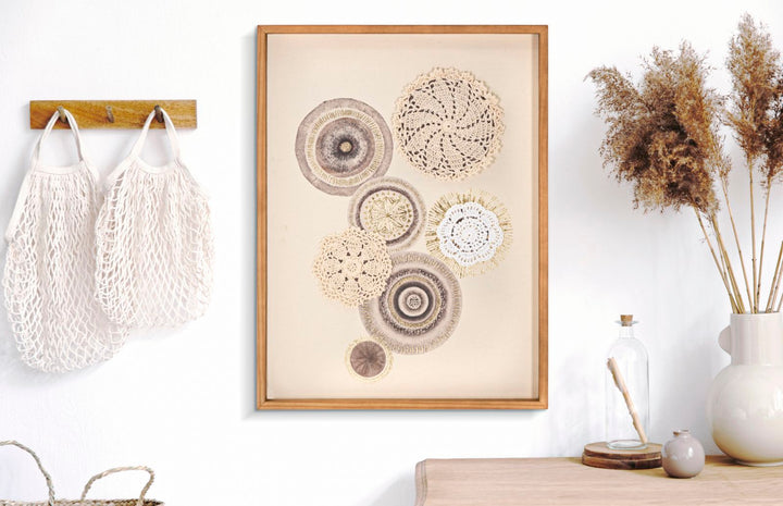 Pintura geométrica de círculos beige