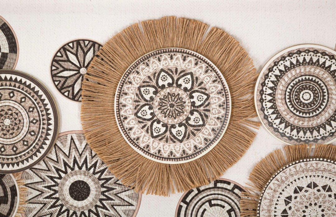 Pintura geométrica de círculos beige