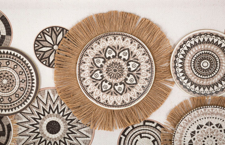 Pintura geométrica de círculos beige