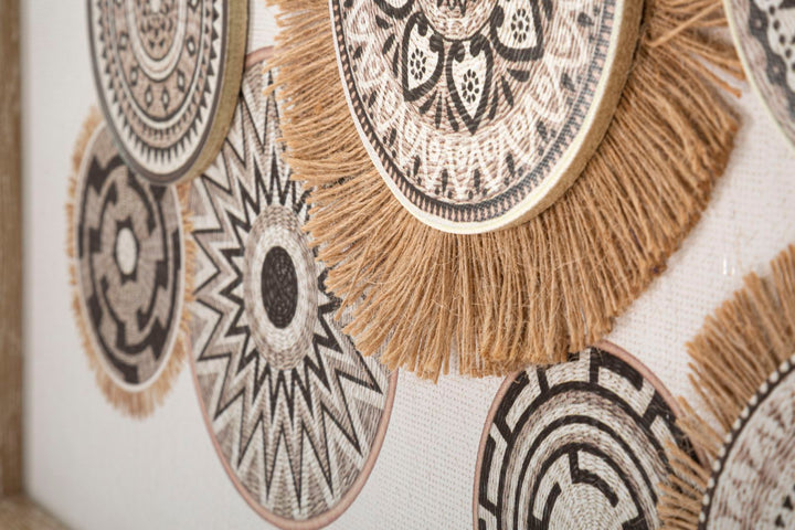 Pintura geométrica de círculos beige