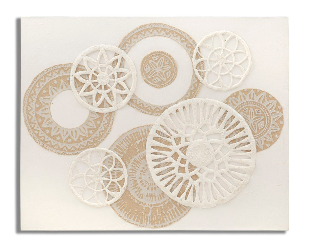 Pintura geométrica de círculos beige