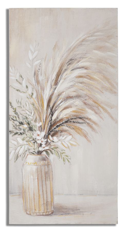 Florero Con Flores Pintura Moderna Beige