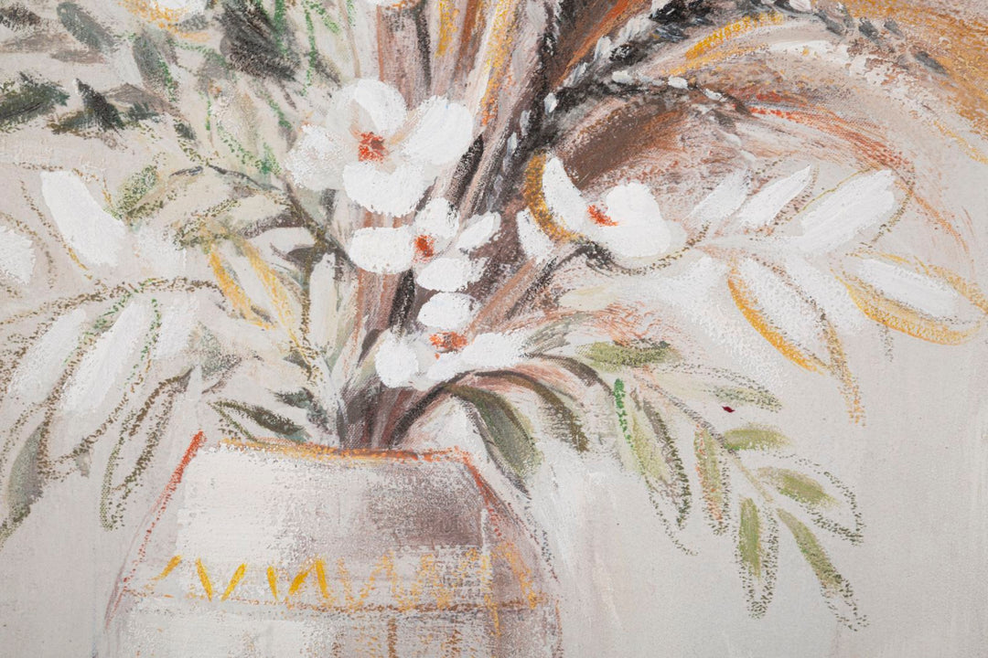 Florero Con Flores Pintura Moderna Beige