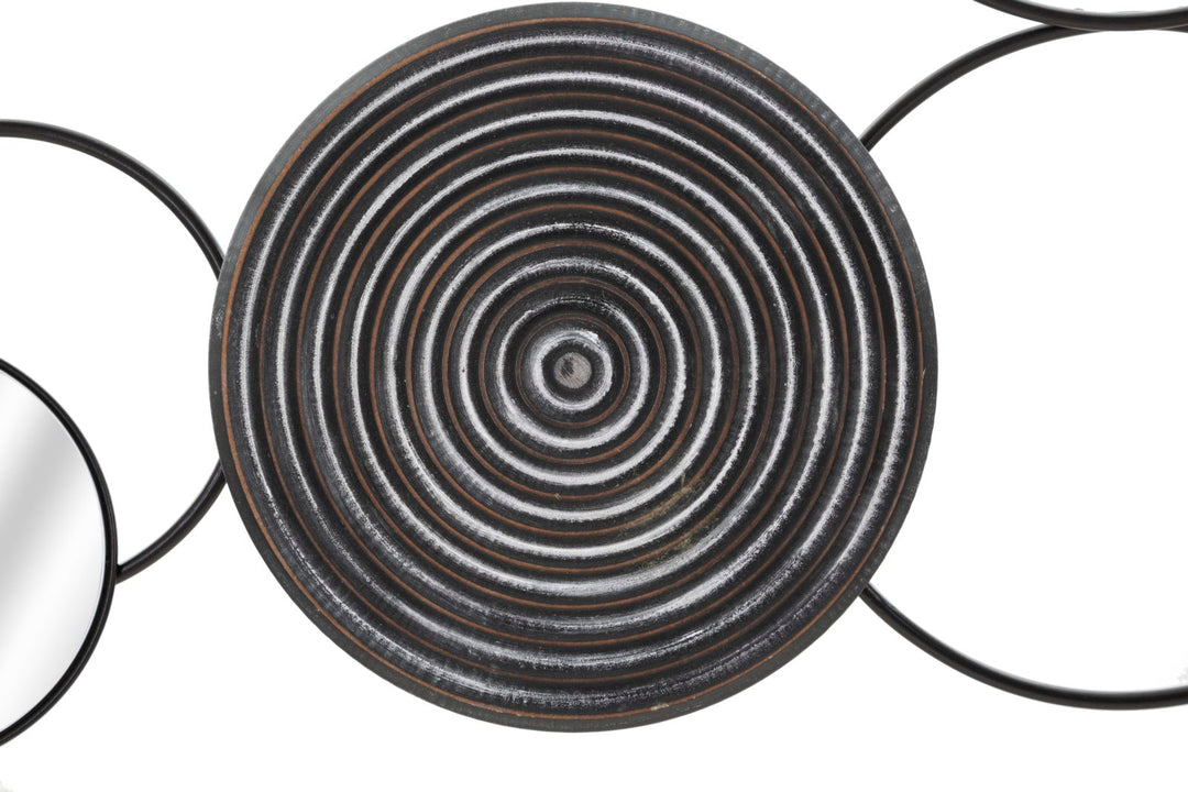 Espejo Redondo de Metal y Bambú Decoración de Pared