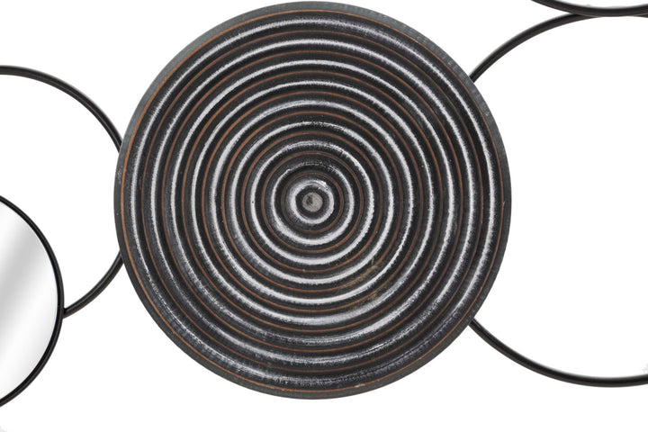 Espejo Redondo de Metal y Bambú Decoración de Pared