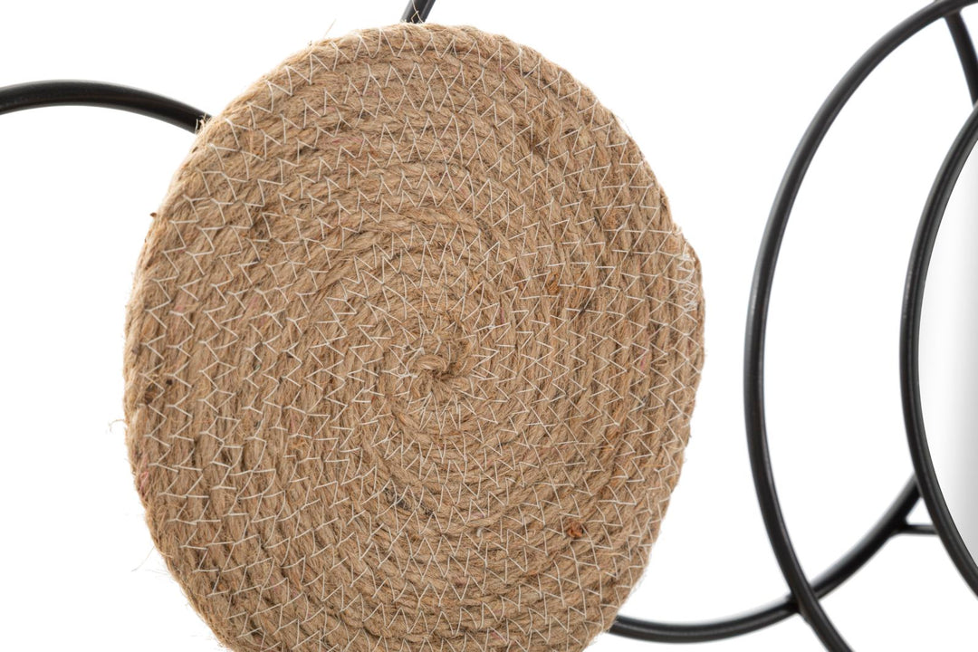 Espejo Redondo de Metal y Bambú Decoración de Pared